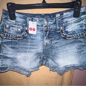 Miss Me Dark Blue Denim Shorts